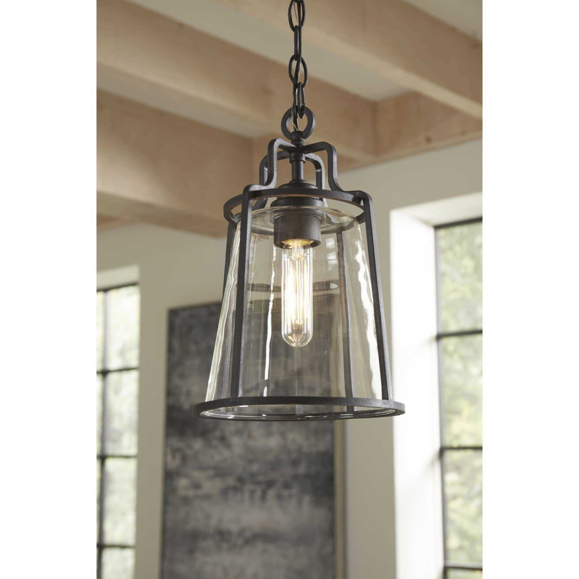 Benton Harbor 1 Light 9 inch Textured Black Outdoor Hanging Lantern, with DURASHIELD